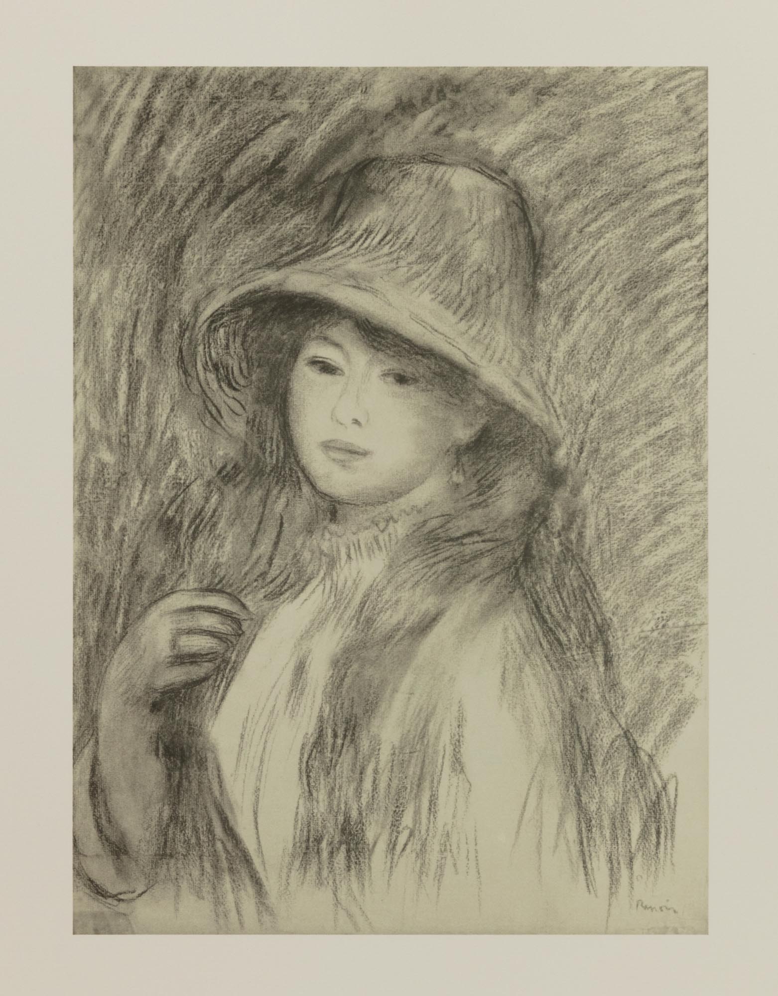 Pierre Auguste Renoir (French, 1841-1919)Jeune Fille Aux Longs Cheveux Ou Fille Au Chapeau De Paille